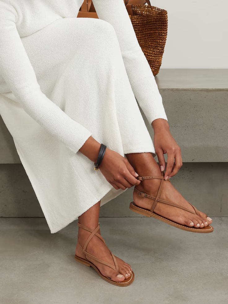 K JACQUES ST TROPEZ Abako leather sandals | NET-A-PORTER Coastal Town, Gucci Eyewear, The French Riviera, Sports Skirts, Woodworking Videos, St Tropez, Wooden Storage, Sports Suit, Summer Sandals