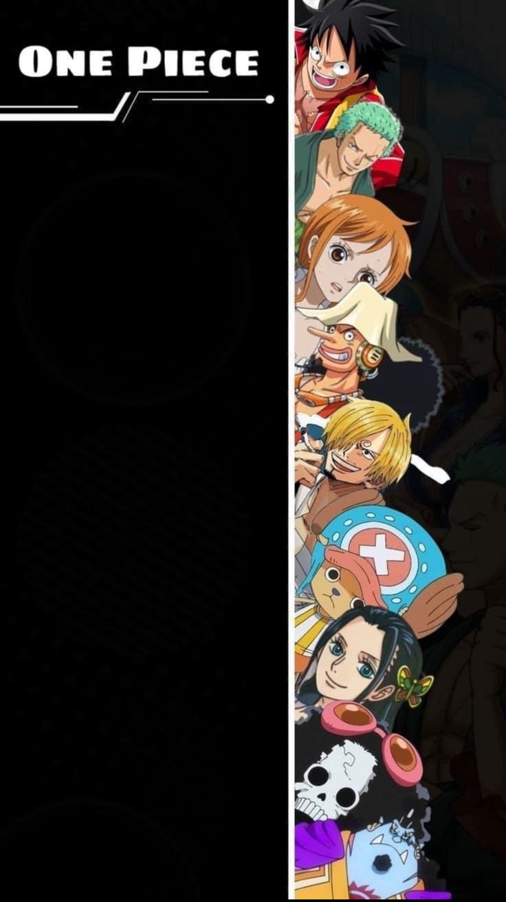 the one piece anime characters are lined up in a vertical line with their names on them