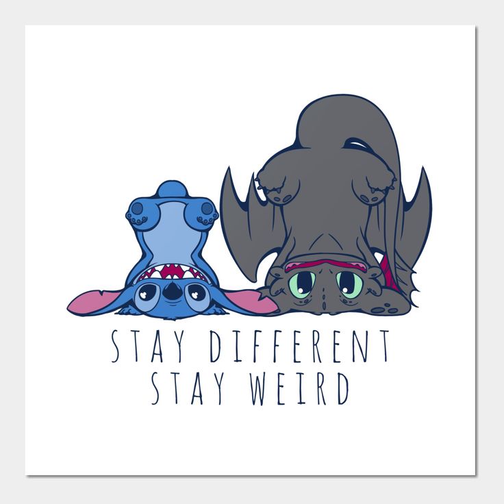 two cartoon animals with the words stay different, stay weird