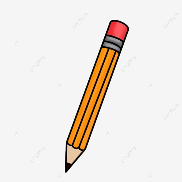 an orange pencil with a red eraser on it's end, drawing, cartoon png and psd