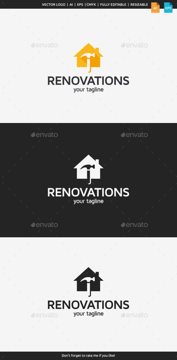 the logo for renovations is shown in three different colors and font, as well as an