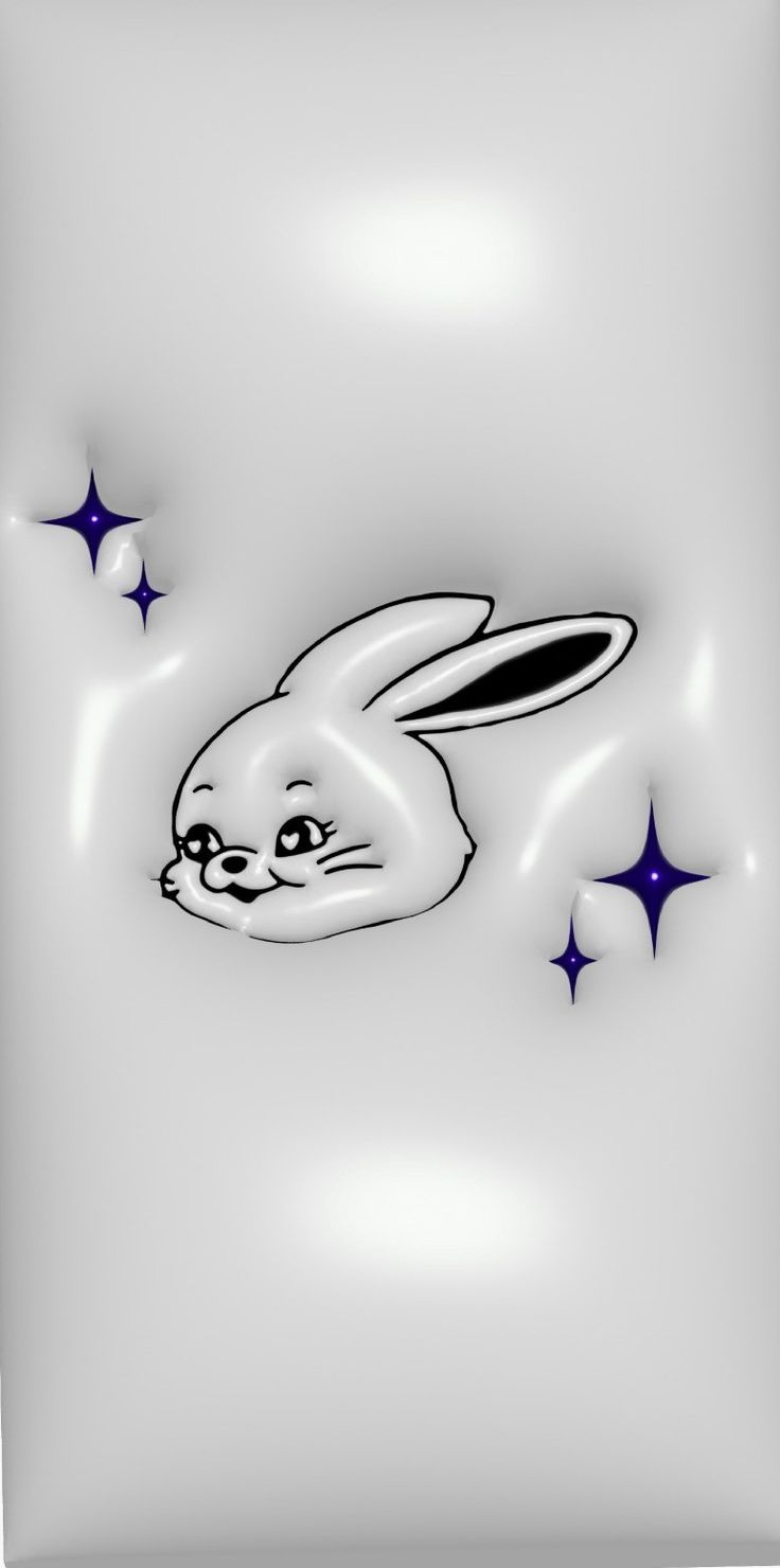 a drawing of a rabbit with stars in the background