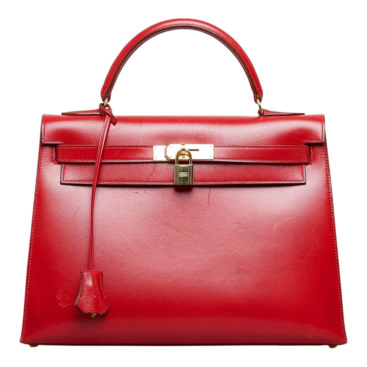 Hermes Box Calf Kelly 32 Satchel | Chairish Kelly 32, Red Studs, Suede Purse, High Design, Hermes Box, Top Handle Bags, Higher Design, Personal Marketing, Used Furniture