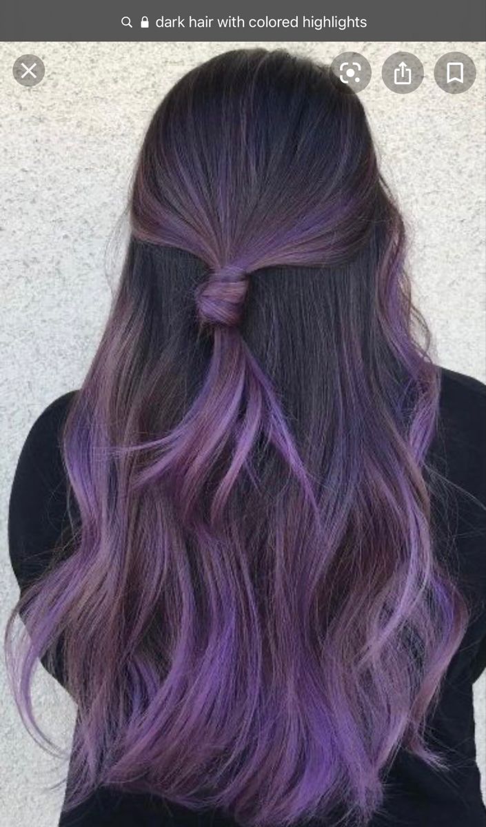 Purple Balayage Hair, Long Purple Hair, Blond Rose, Short Purple Hair, Purple Hair Highlights, Balayage Hair Color Ideas, Purple Balayage, Rambut Brunette, Purple Ombre Hair