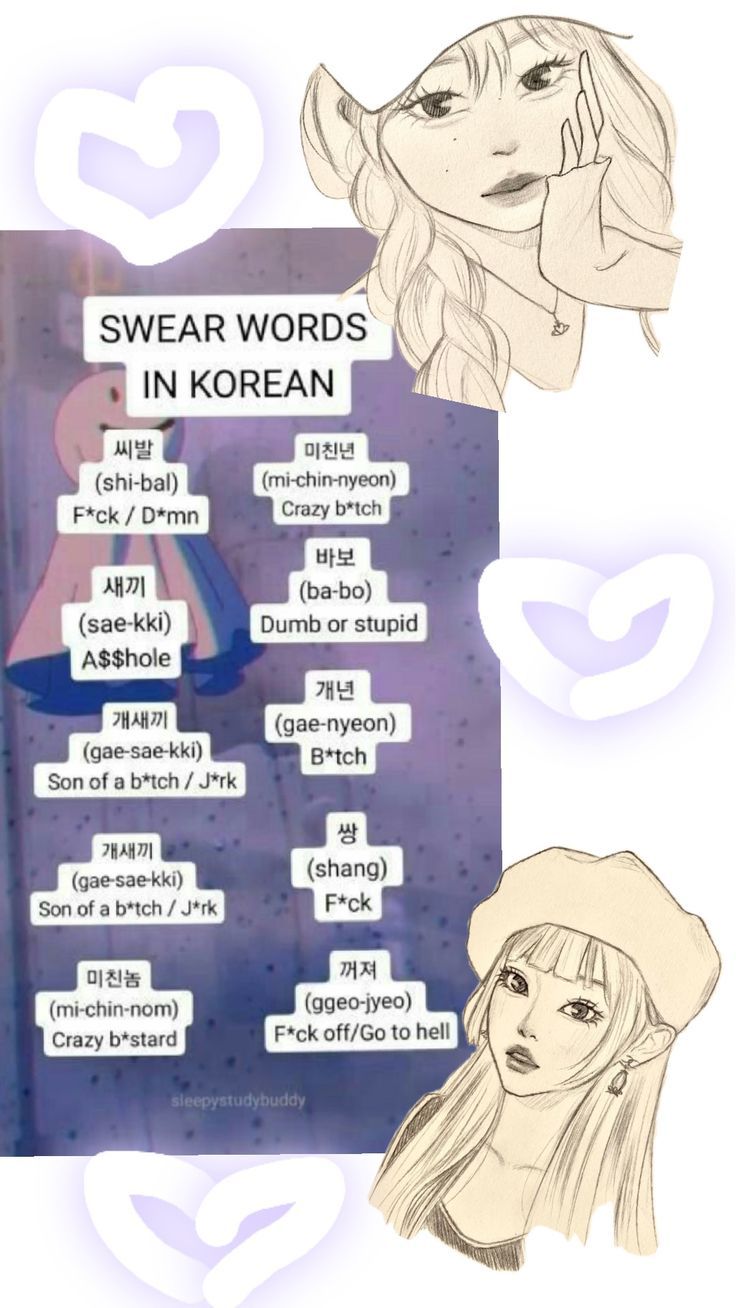 an anime character's face and head with the words swear words in korean