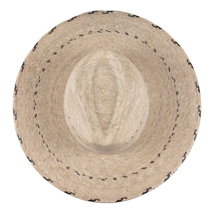 Handmade by artisans in Mexico, our new 100% baked palm leaf hat is perfect for spring and summer wear. Featuring a molded crown and tightly woven pressed palm, this hat offers the most sun protection. With a subtle black color variation throughout and exclusive Swarovski crystals on the side, it can be styled easily for the beach, pool or your fav event! - 4" brim -Elastic band inside for a comfortable flexfit Artisan Panama Hat For Spring Vacation, Artisan Panama Hat For Beach In Spring, Artisan Panama Hat For Spring Beach, Traditional Woven Straw Hat For Spring, Traditional Toquilla Straw Hat Bands For Summer, Artisan Beach Sun Hat In Natural Color, Bohemian Sun Hat For Beach With Flat Crown, Bohemian Sun Hat With Flat Crown For Beach, Bohemian Palm Leaf Hat Bands For Vacation