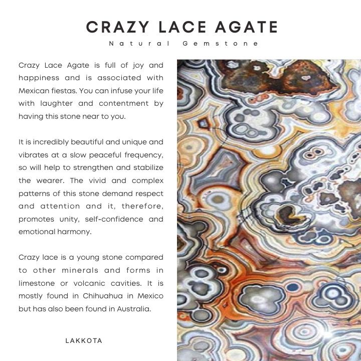 Crazy Lace Agate is full of joy and happiness and is associated with Mexican fiestas. You can infuse your life with laughter and contentment by having this stone near to you.  It is incredibly beautiful and unique and vibrates at a slow peaceful frequency, so will help to strengthen and stabilize the wearer. The vivid and complex patterns of this stone demand respect and attention and it, therefore,  promotes unity, self-confidence and emotional harmony. Lace Agate Meaning, Agate Stone Meaning, Geology Rocks Mineral, Demand Respect, Agate Meaning, Crystal Guide, Crystals Healing Properties, Crystal Therapy, Crystal Healing Stones