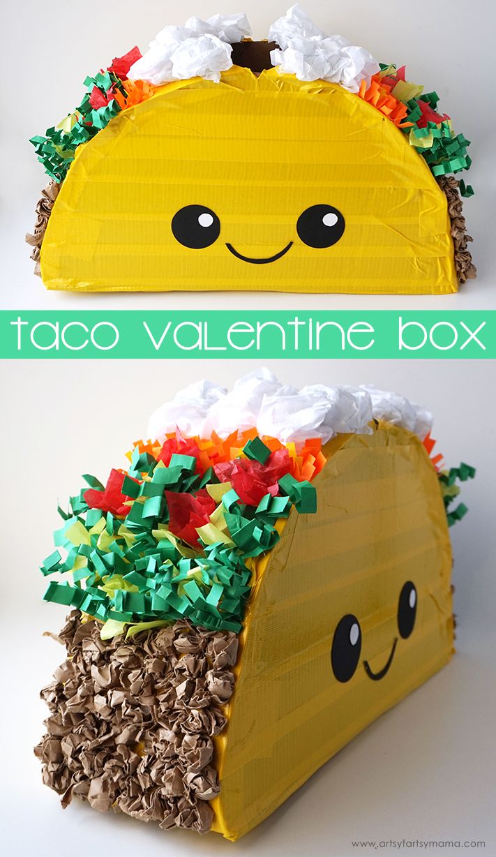 the taco valentine box is made out of cardboard