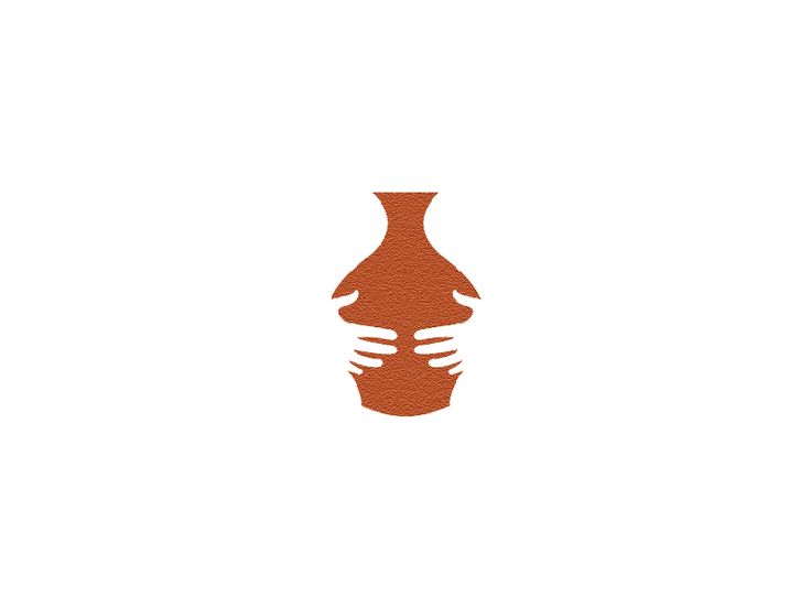 an orange vase with two hands holding it in front of a white background and the words,