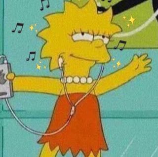 the simpsons character is listening to music with headphones