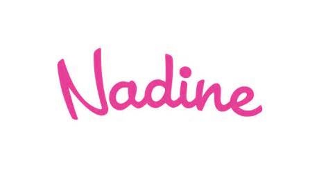 the word naddine written in pink on a white background