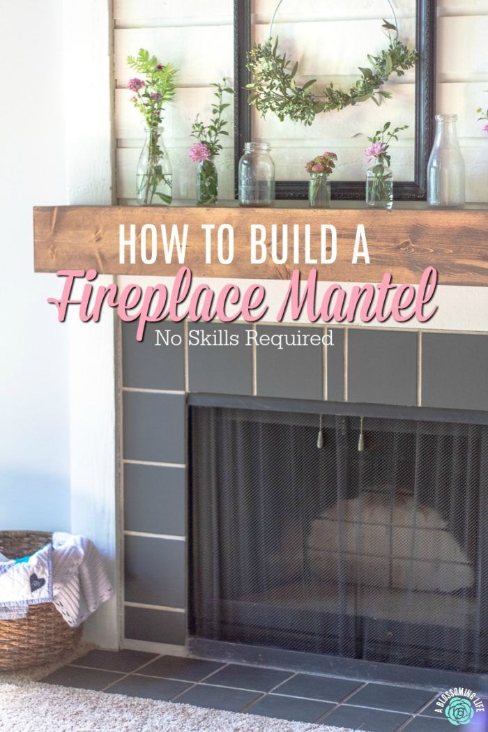 a fireplace mantel with flowers on top and the words how to build a fireplace mantle