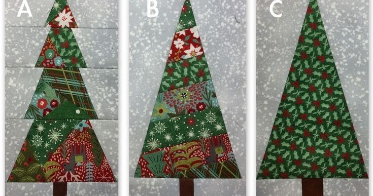 three different types of christmas trees with the letters abc and c on them, all decorated in green and red