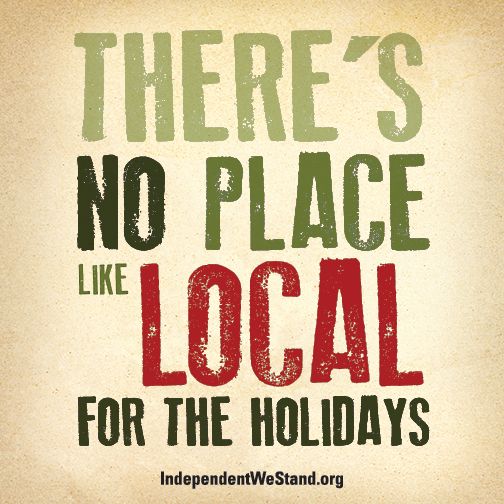 there's no place like local for the holidays poster with grunge effect