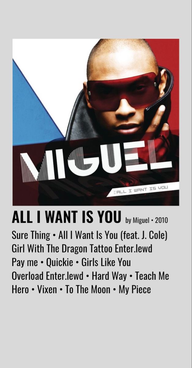 a poster with the words miguel all i want is you on it and an image of a