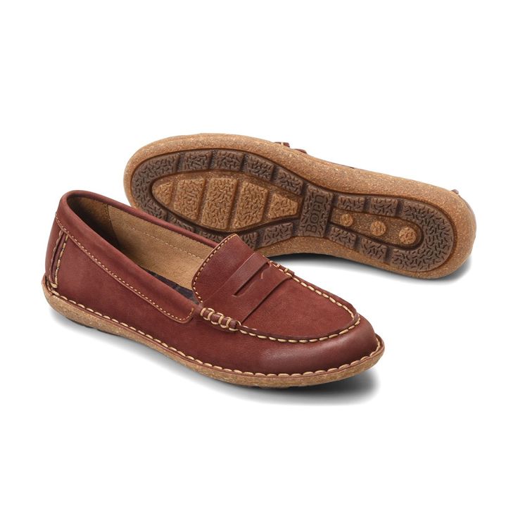 Supple American nubuck leather wraps the foot in ultimate comfort with this classic moc style. Built with high-quality, durable materials so you can wear this casual style indoors and out. Everyday Leather Slip-on Moccasins, Suede Leather Shoes With Slip-on Fit And Leather Footbed, Comfortable Leather Loafers For Fall, Casual Swift Leather Moccasins, Casual Suede Moccasins With Rubber Sole, Everyday Leather Moccasins With Leather Footbed, Leather Moccasins With Moc Toe For Fall, Comfortable Suede Loafers For Fall, Comfortable Leather Moccasins For Fall