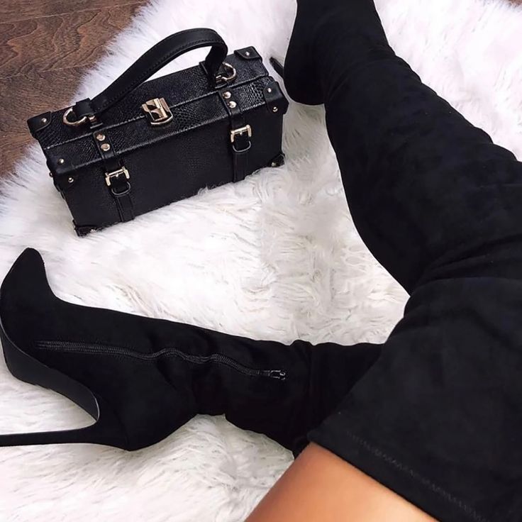 Black , Soft Suede, Brand New Never Worn Chic Black Suede Boots, Black Suede Boots For Night Out, Thigh High Stiletto Boots, Cute High Heels, Pointed Boots, Black High Boots, High Heels Boots, Fashion Nova Shoes, Faux Suede Boots