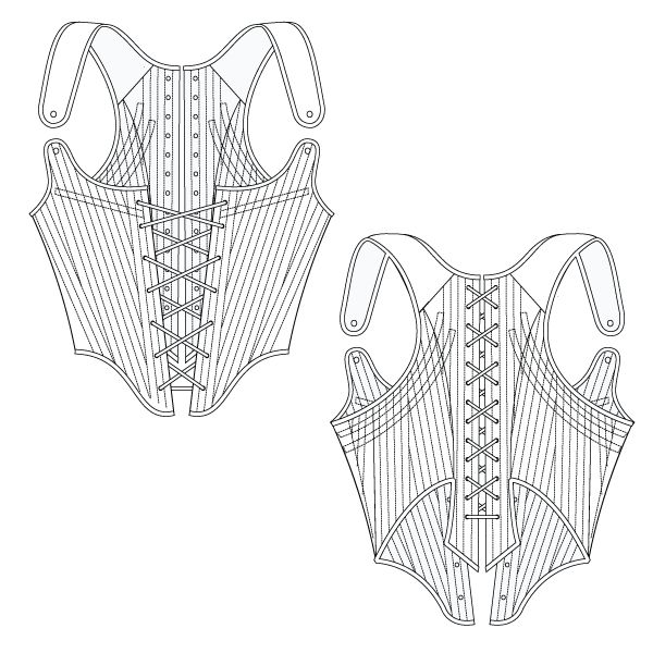 the front and back view of a bra with laces on it, as well as an