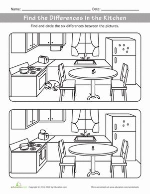 the kitchen and dining room worksheet