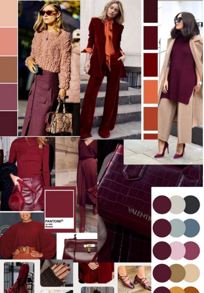 Color Theory Fashion Outfit, Red 2024 Fashion, Colours To Wear With Brown, Fall Winter Palette, Brick Red Color Palette Outfit, Cool Brown Outfit, Colors To Wear With Burgundy, Burgundy Color Block Outfit, Autumn Fall 2024 Outfits