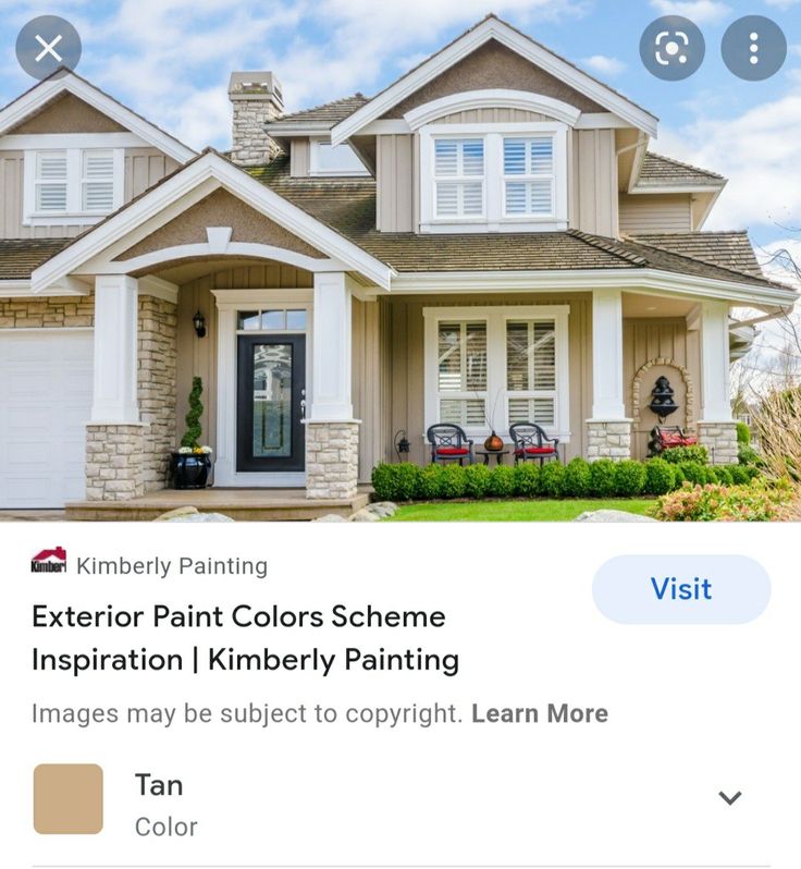 the exterior paint colors scheme is displayed on an instagramture for homeowners