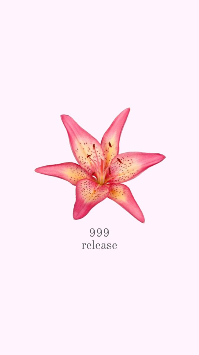 a pink flower with the words 999 release on it