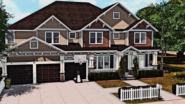 this is an artist's rendering of a two - story house in the suburbs