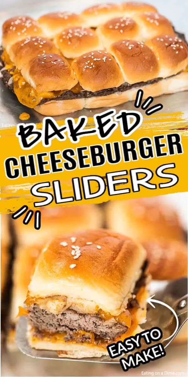 the sliders have been cut in half and stacked on top of each other with cheeseburger toppings