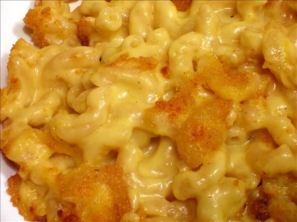 macaroni and cheese on a white plate