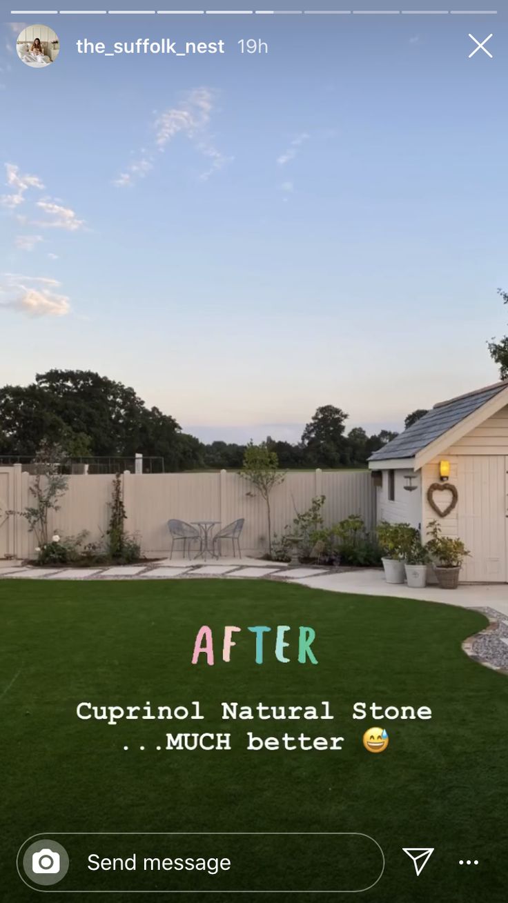 the back yard is clean and ready to be used as an outdoor area for relaxing