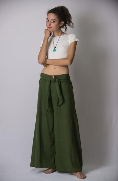 Thailand Super Soft Organic Cotton Wide Leg Yoga Fisherman Pants in Green Style Palazzo Pants, Womens Palazzo Pants, Wide Leg Yoga Pants, Fisherman Pants, Black Capri Pants, Flattering Pants, Pants Green, Adventure Gear, Solid Green