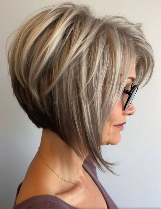 32 Stylish Hairstyles For 70-Year-Old Women With Glasses Zicxa Photos, Messy Bob Haircut, Textured Pixie, Angled Bob Hairstyles, Short Bobs, Stacked Hair, Edgy Pixie, Choppy Layers, Chin Length