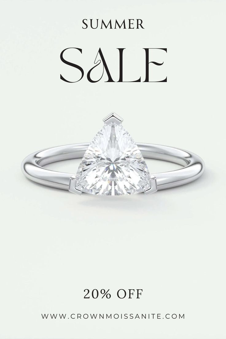 a white diamond ring with the words summer sale on it and an image of a heart shaped