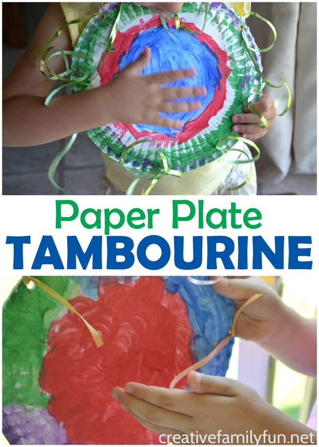 paper plate tambourine craft for kids to make