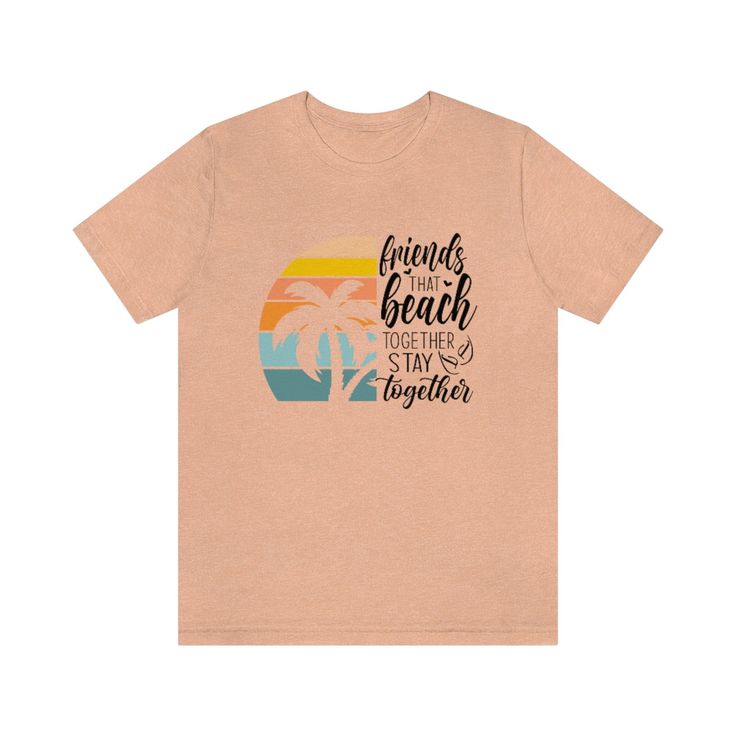 Friends Beach Shirt with Retro Vibes is a perfect shirt for your girlfriend trip to the beach! Be ready for your summer vacation with this soft and fun beach tee! Available in White, Peach and Grey. ✔️High Quality Materials100% cottonClassic fitTear-away label ✔️Size chart:Our sizing is unisex TRUE TO SIZE FIT. When in doubt of your size, measure one of your shirts you like the fit of, then compare it to the size chart. ✔️ HIGH TECH PRINTING: We use top quality printing technologies, which creat Fun Summer T-shirt For Beach Party, Beachy Funny Print Summer T-shirt, Beachy Summer T-shirt With Funny Print, Funny Print T-shirt For Beach Vacation, Summer Tropical T-shirt With Palm Tree Print, Tropical Style Palm Tree Print T-shirt For Summer, Tropical Palm Tree Print Summer T-shirt, Beachy Summer T-shirt With Text Print, Summer Vacation T-shirt With Palm Tree Print