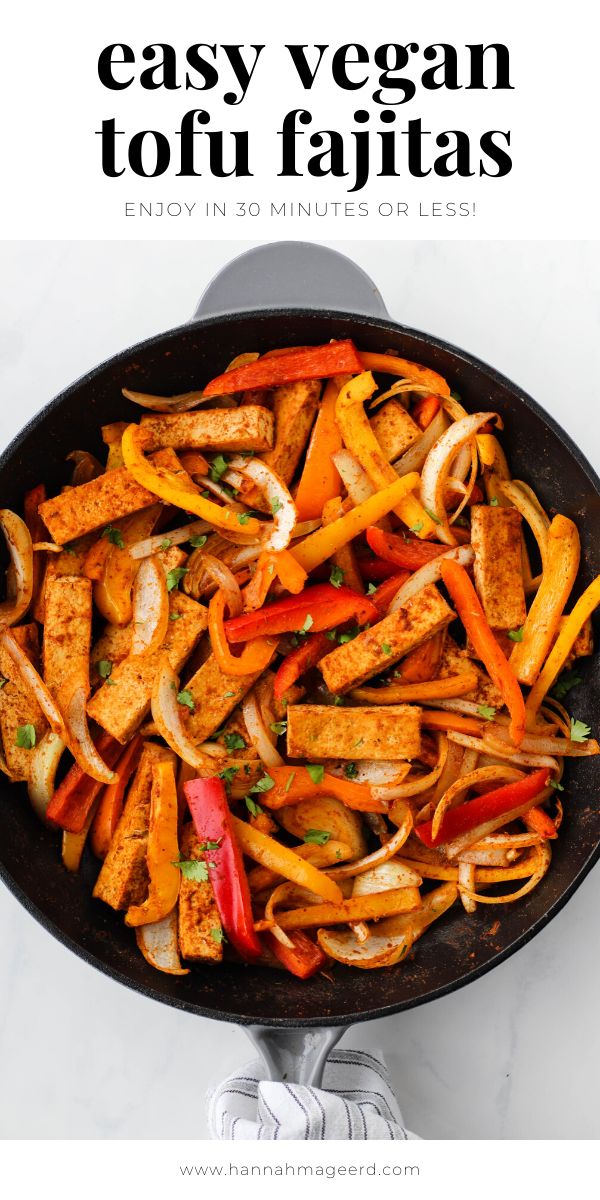 a skillet filled with tofu and vegetables on top of a white countertop