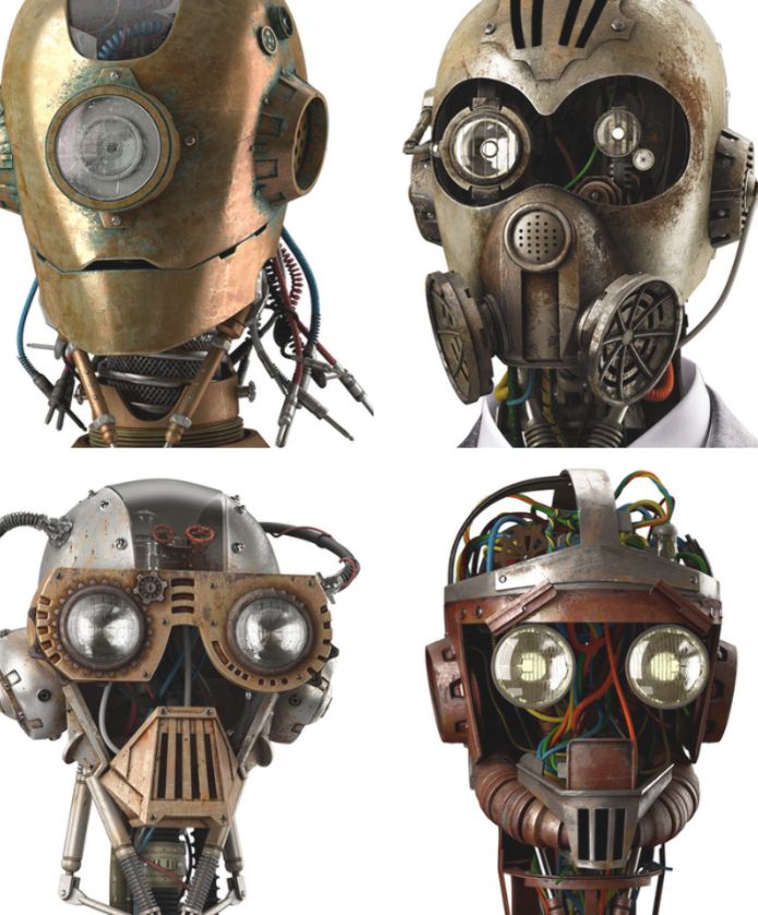 four different types of steampunk masks