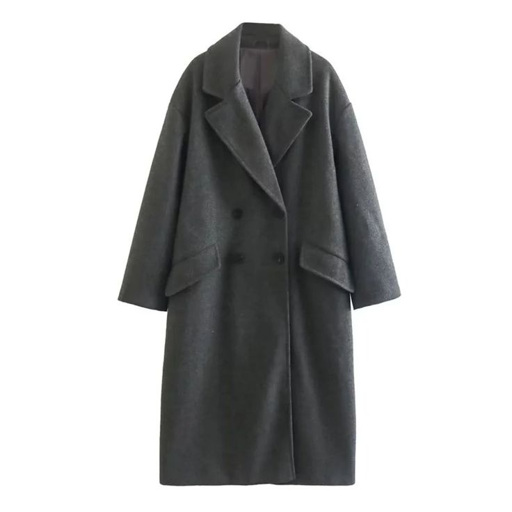 Color: black, GRAY, Khaki, Ginger; Size: XS, S, M, L Woolen Coat Woman, Loose Coats, Long Winter Coats, Middle Age Fashion, Long Coat Women, Cocoon Coat, Womens Windbreaker, Winter Trends, Woolen Coat