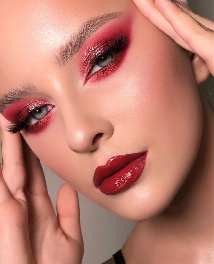 Cranberry Makeup, Berry Makeup, Red Eyeshadow Look, Red Makeup Looks, Party Makeup Tutorial, Gorgeous Wedding Makeup, Pink Eyeshadow Look, Maquillage On Fleek, Drag Make-up