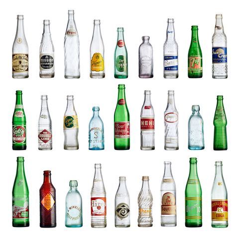 an assortment of different types and sizes of alcohol bottles on a white background with clippings