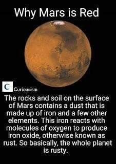 an orange planet with the caption that reads, why mars is red and it looks like