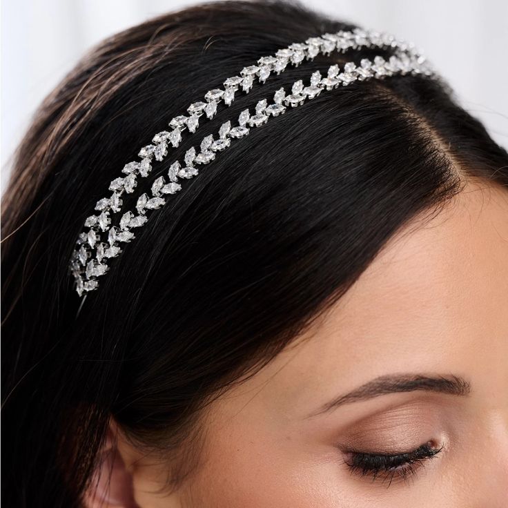 Monaco CZ Crystal Leaves Double Headband Double Headband, Bride Headpiece, Wedding Headband, Brides And Bridesmaids, Bridal Hair Accessories, Gorgeous Wedding, Bridal Hair, Monaco, Headpiece