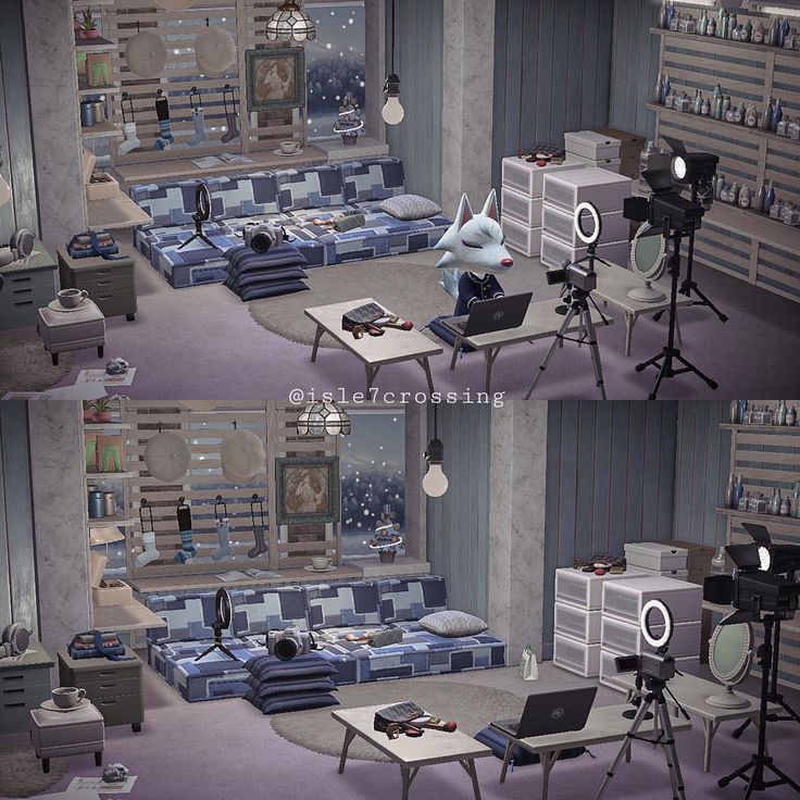 two pictures of the same room in different stages of being used as a set up