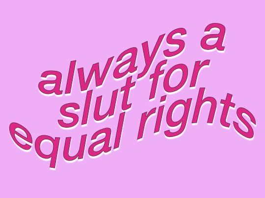 the words always a suit for equal rights on a pink background