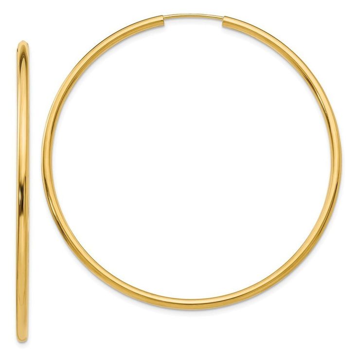 14k Yellow Gold 2mm Endless Polished  Hoop Earrings 50mm Diameter Cheap Yellow Gold Hoop Earrings With Lever Back, Hoop Earrings Style, Bow Jewelry, Yellow Earrings, Gold Polish, Jewelry Companies, Black Bow, Fine Jewellery Earrings, Quality Jewelry