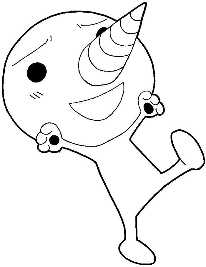 a cartoon character with an unicorn horn on it's head and arms in the air