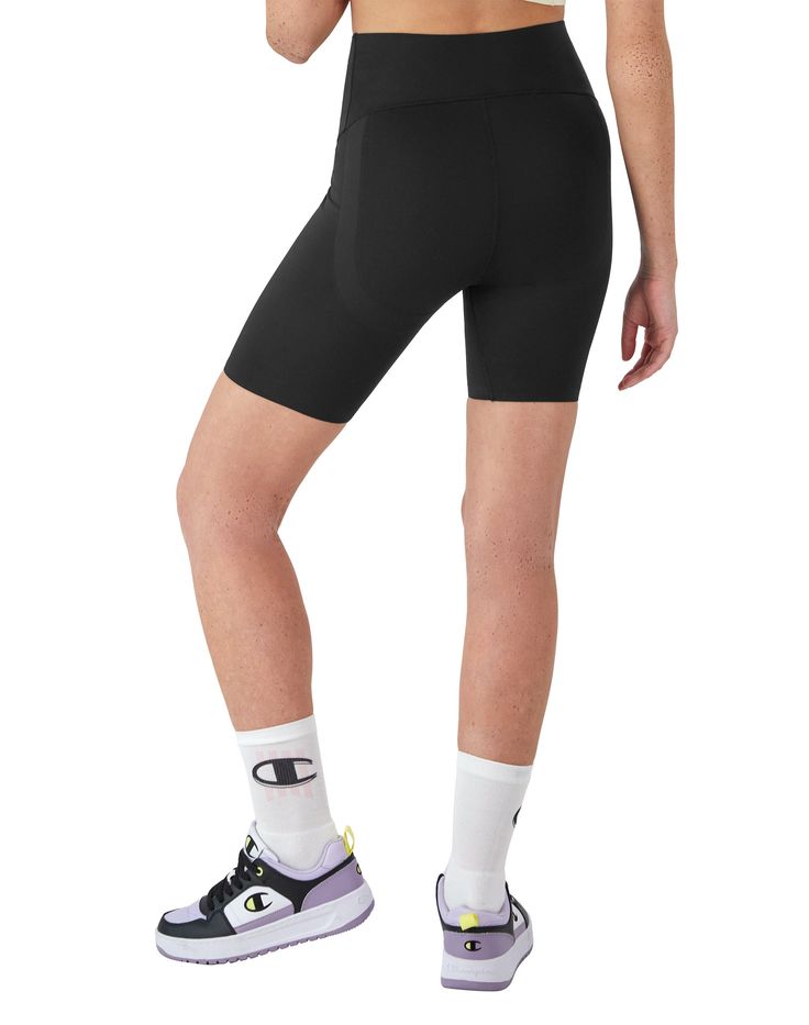 LIFTED & LOOKING GOOD These Absolute Lift Bike Shorts are designed with SmartZone® Panels that lift, contour, and provide the perfect boost in all the right places. Woven with moisture-wicking and anti-odor technologies, these bike shorts are ready for your sweatiest sessions and heaviest lifts. Body-hugging and smooth 4-way stretch lets you easily move about your day. Match these high-waisted biker shorts with a cropped hoodie and your best Champion sneakers for head-to-toe streetwear style. Hi Sporty High-stretch Biker Shorts, Mid-thigh Length, Compressive Cycling Activewear Shorts, Fitted Activewear For Cycling, Sporty Short Leg Cycling Bottoms, Fitted Athleisure Biker Shorts For Cycling, Athleisure Mid-thigh Biker Shorts For Cycling, Sweat Resistant Biker Shorts For Gym, Sportswear Biker Shorts For Cycling, Fitted Mid-thigh Athleisure Biker Shorts