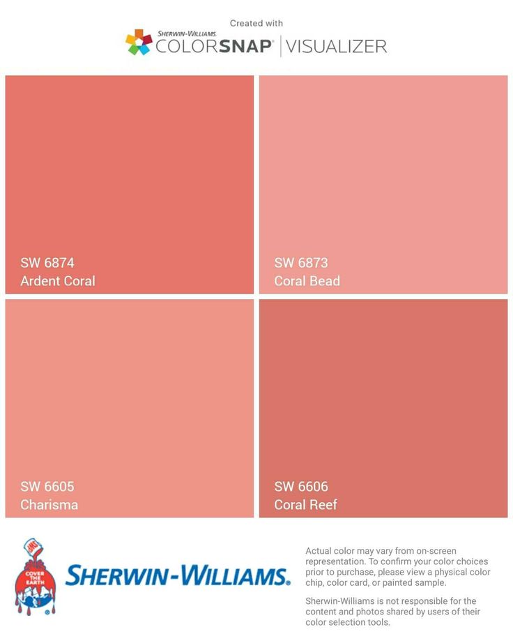 the color swat list for sheryln williams's coral