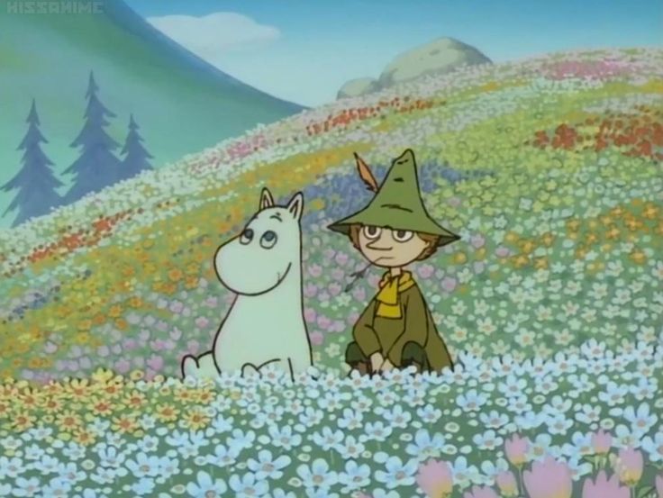 a cartoon character standing next to a white horse in a field full of wildflowers