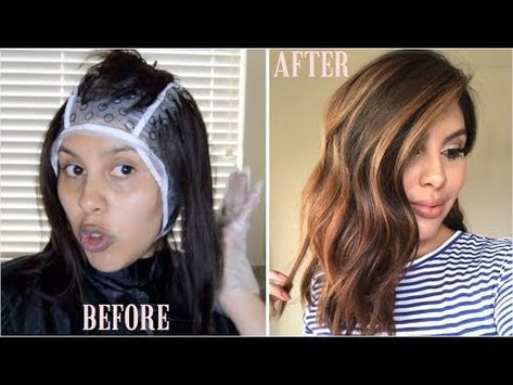 DIY BALAYAGE USING CAP | Revlon Frost & Glow Highlighting Kit - YouTube Diy Highlighter, Ombre Hair Tutorial, Diy Highlights Hair, Hair Highlight Cap, Diy Balayage, Babylights Hair, Diy Highlights, Diy Hair Color, Balayage Hair Dark